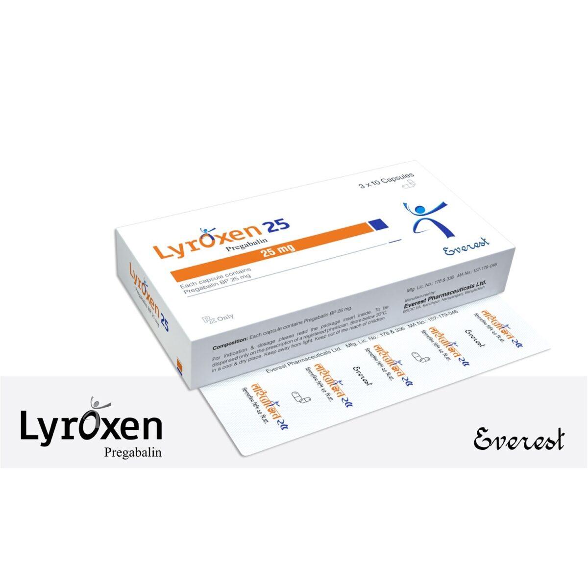 Lyroxen 25 mg Capsules - Pregabalin - Lyroxen