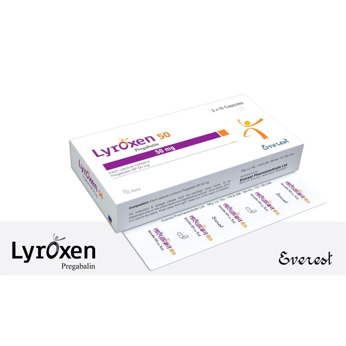 Lyroxen 50 mg Capsules - Pregabalin - Lyroxen